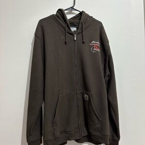 Carhartt 2012 Dark Brown Zip Hoodie 2XL Embroidered Sterling Boiler VGUC